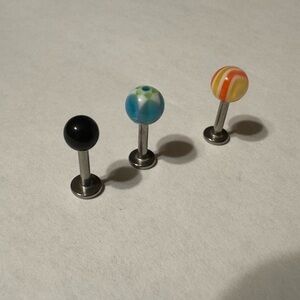 Trio of Vibrant Labret Studs